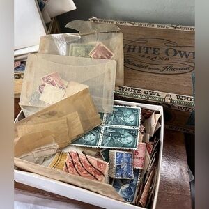 Vintage Stamp Collection in two vintage cigar boxes